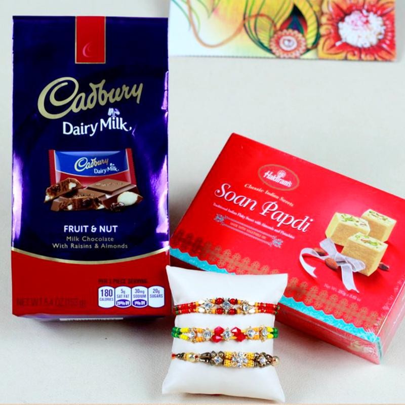 Rakhis with chocolates and sweets