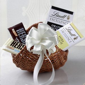 LINDT CHOCOLATES IN CANE BASKET