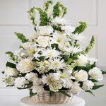 White Flowers Basket Online