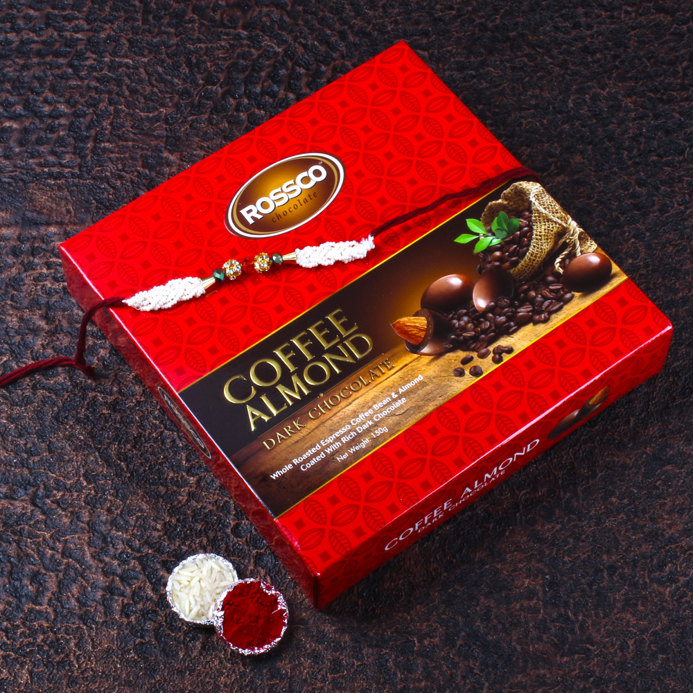 Rakhi with Coffee Almond Dark Chocolates