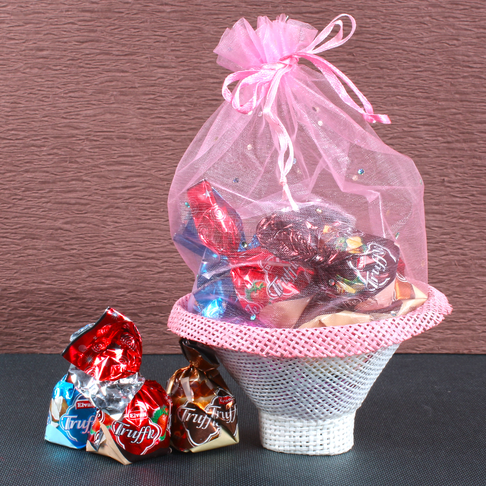 Ganesha Rakhi with Basket Pauch of Truffle Chocolates