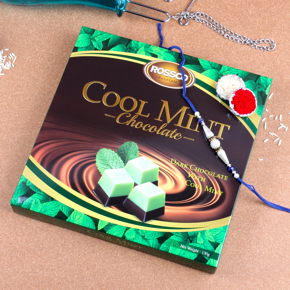 Designer Rakhi with Cool Mint Chocolates Box