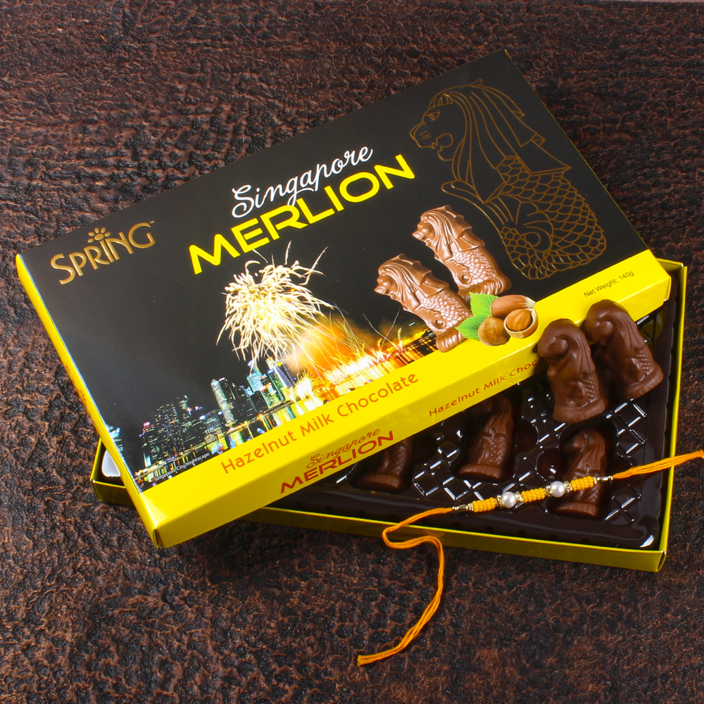 Rakhi and Spring Merlion Hazelnut Milk Chocolates