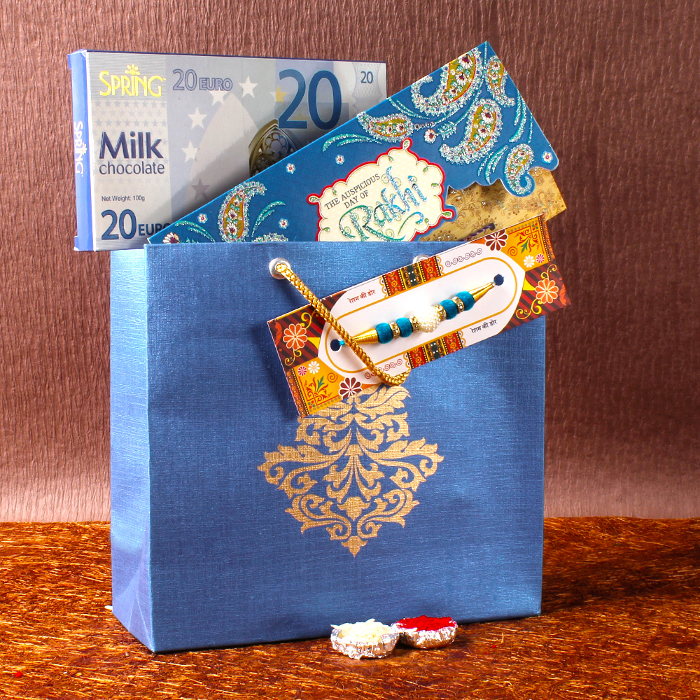 Fancy Rakhi with Spring 20 Euro Milk Chocolate