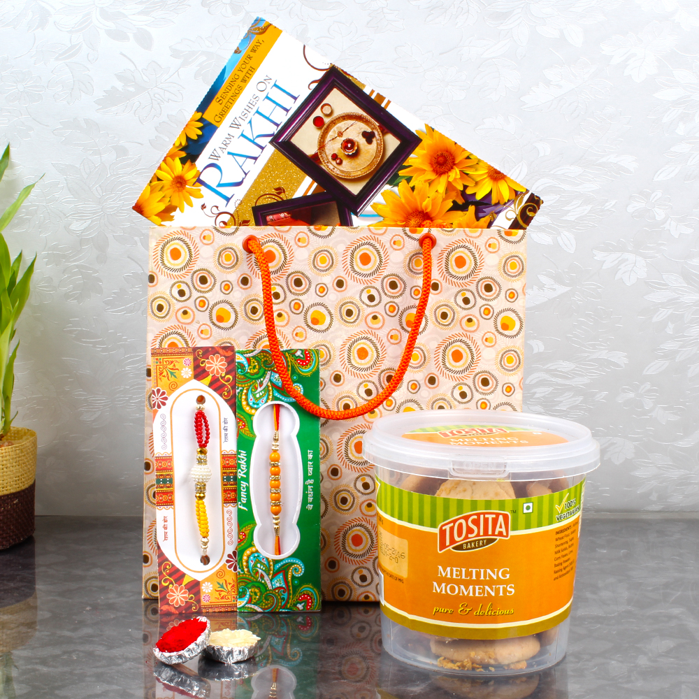 Raksha Bandhan Greeting card with Cookies combo