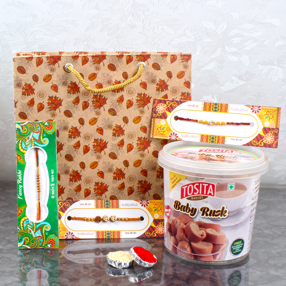 3 Rakhi Set with Cookies