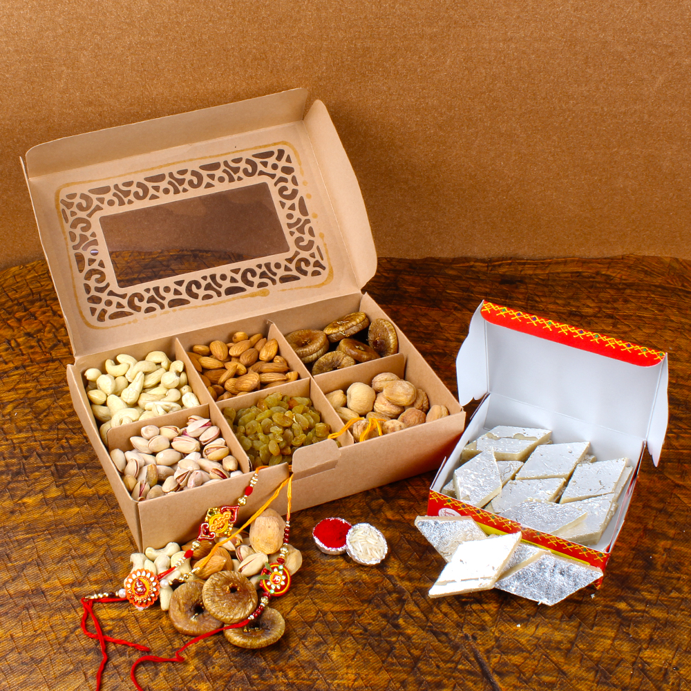 Dry Fruits and Kaju Katli with Rakhi Combo