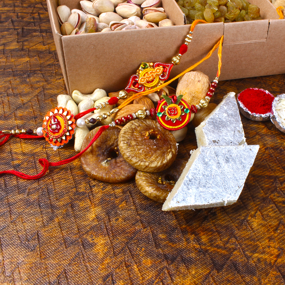 Dry Fruits and Kaju Katli with Rakhi Combo