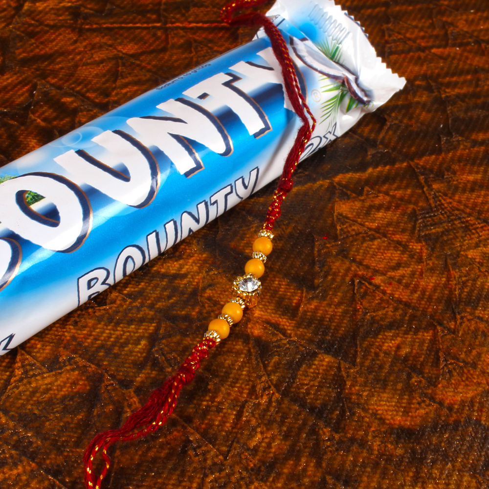 Designer Rakhi Thali with Bounty Chocolate and Almonds