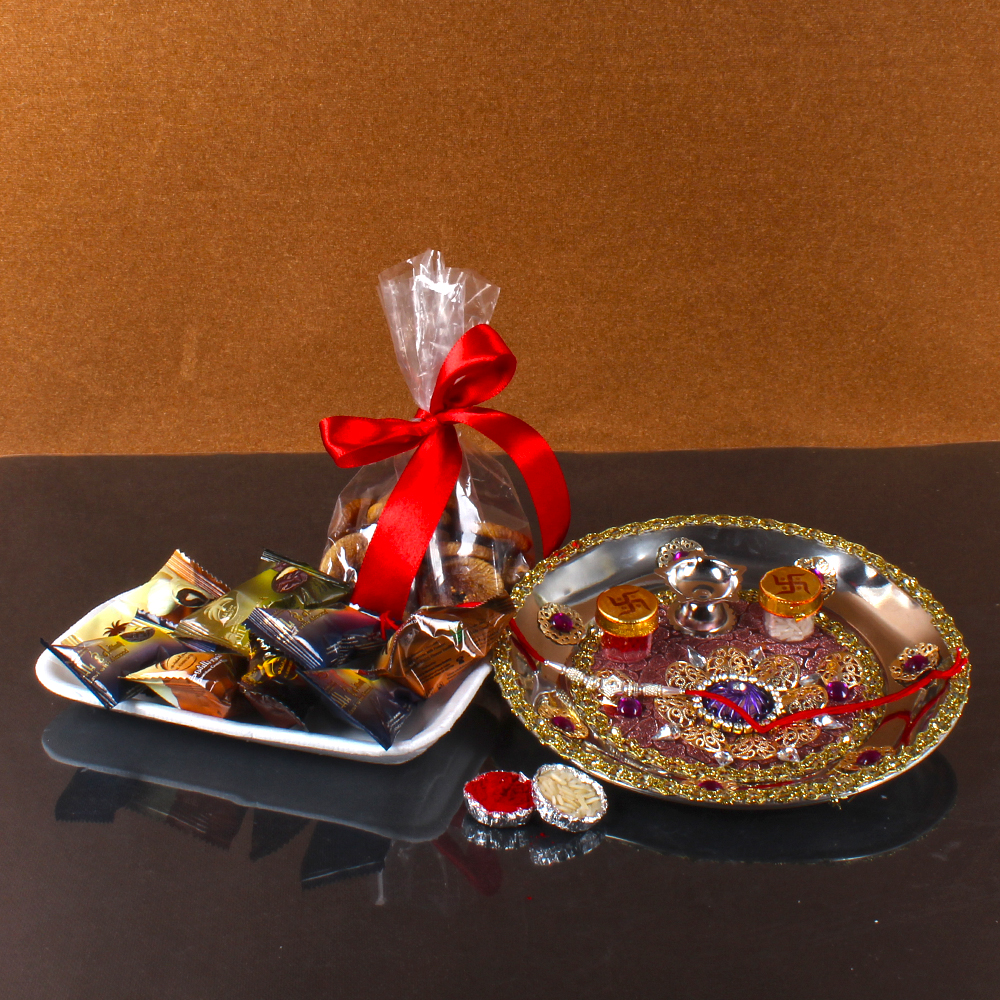 Fig with Chocolate Dates and Decorated Rakhi Thali