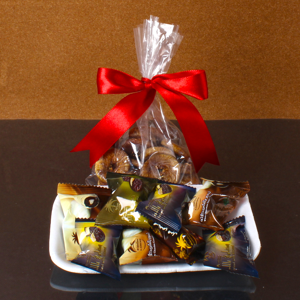 Fig with Chocolate Dates and Decorated Rakhi Thali