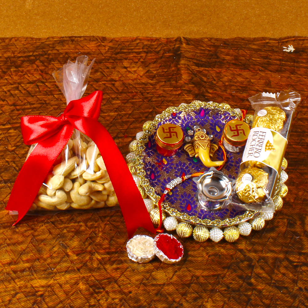 Ganesha Rakhi Thali with Cashew and Ferrero Rocher