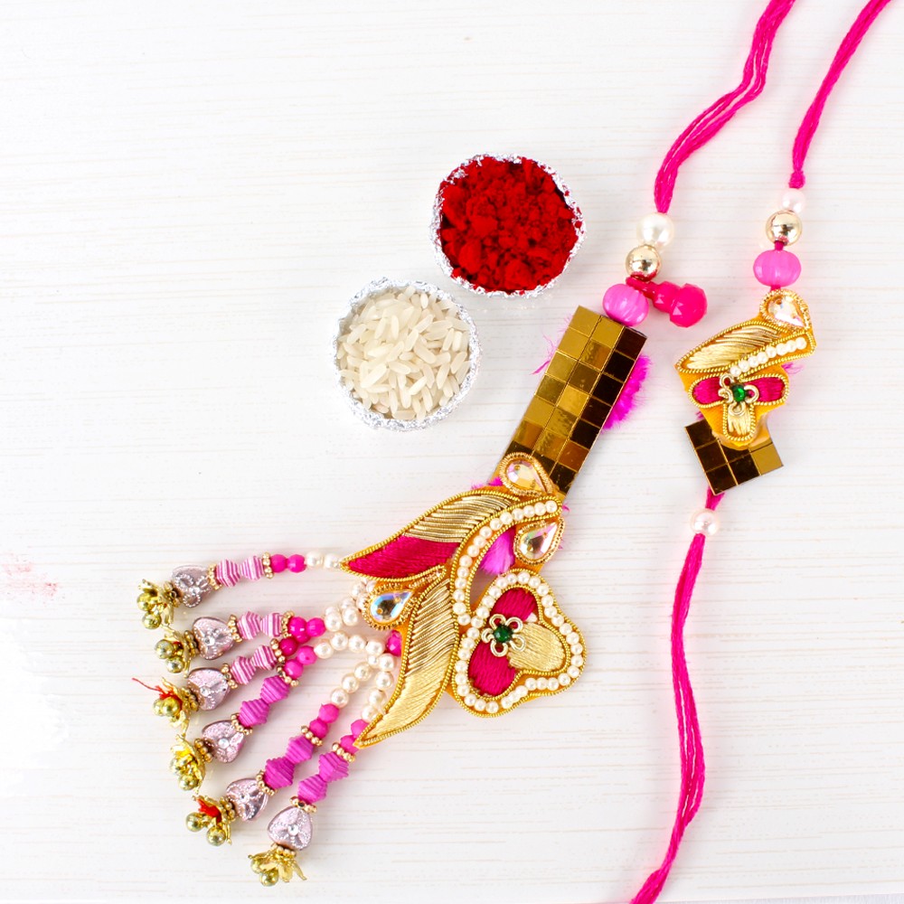 Zardoshi Pearl Work Bhaiya Bhabhi Rakhi