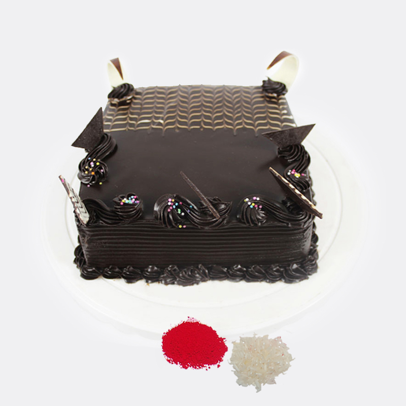 Square Chocolate Cake For Bhaidooj