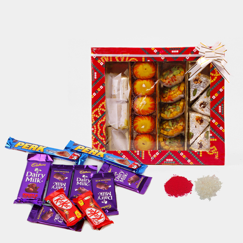 Assorted Sweets with Indian Chocolate Bhai Dooj Combo