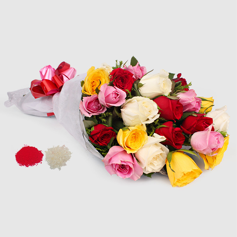 20 Mix Roses Bouquet for Bhaidooj Gift