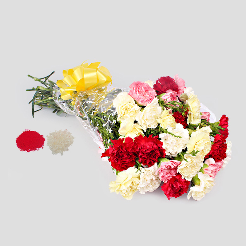 Mix Carnation Flower Bouquet for Bhaidooj Gift