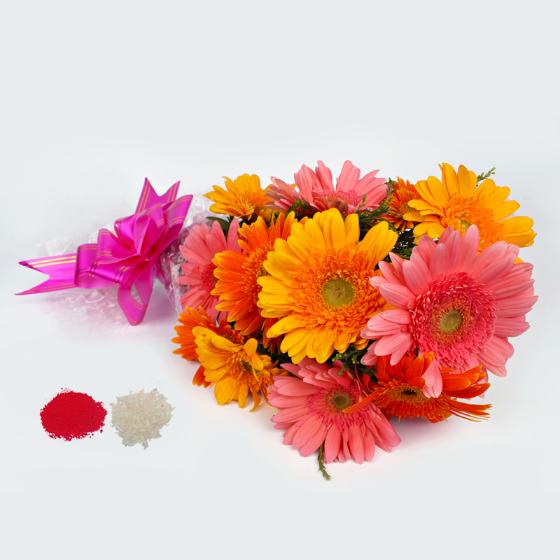 Colorful Gerberas Bouquet for Bhaidooj Gift