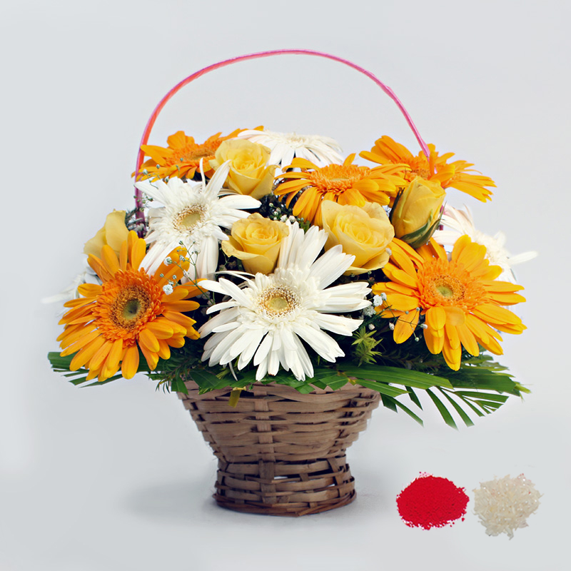 Combination Flower Arrangement for Bhaidooj Gift