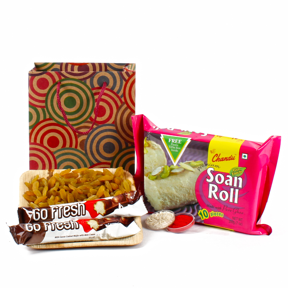 Treat of Dryfruit and Go Fresh Chocolate with Sweet Hamper for Bhaidhooj