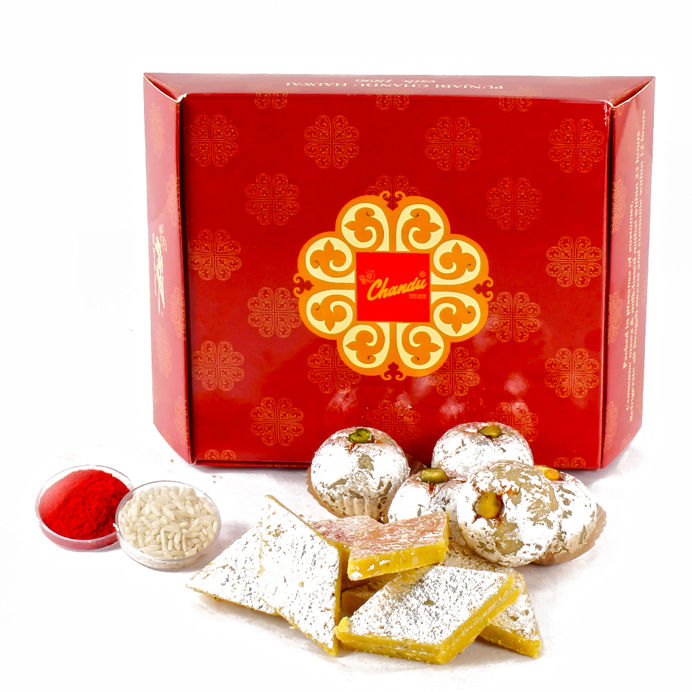 Assorted Kaju Sweets with Tikka for Bhai Dhooj