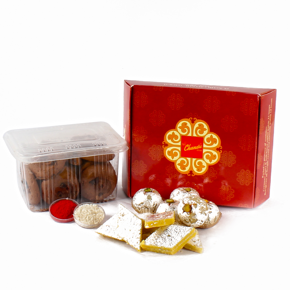 Choco Chips Cookies with Assorted Kaju Sweet for Bhaidooj