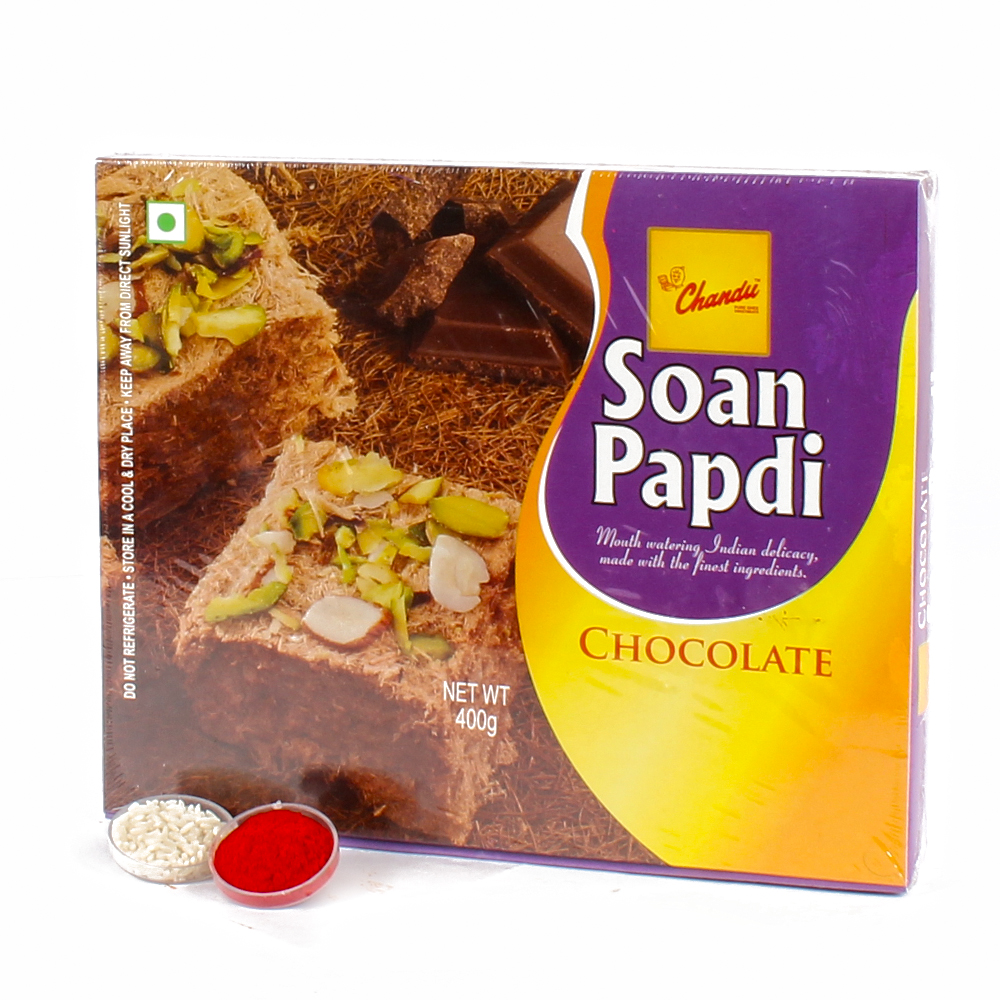 Chocolate Soan Papdi with Tikka for Bhai Dhooj