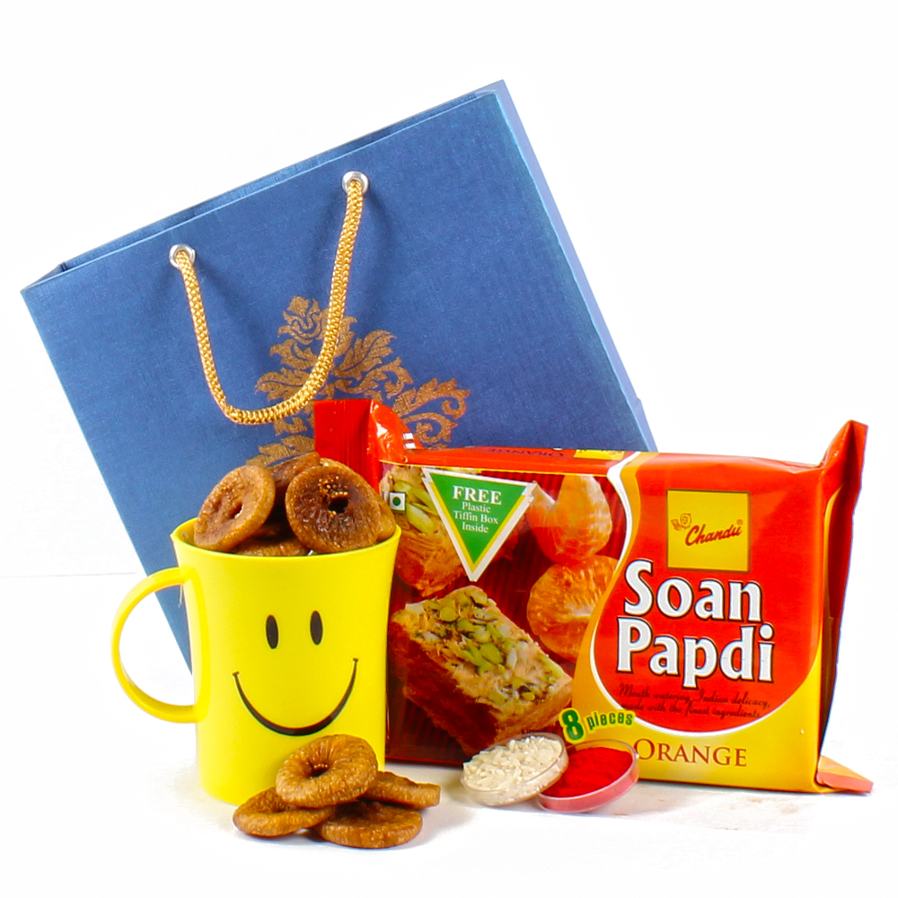 Dry Fig and Orange Soan Papdi Hamper for Bhai Dhooj