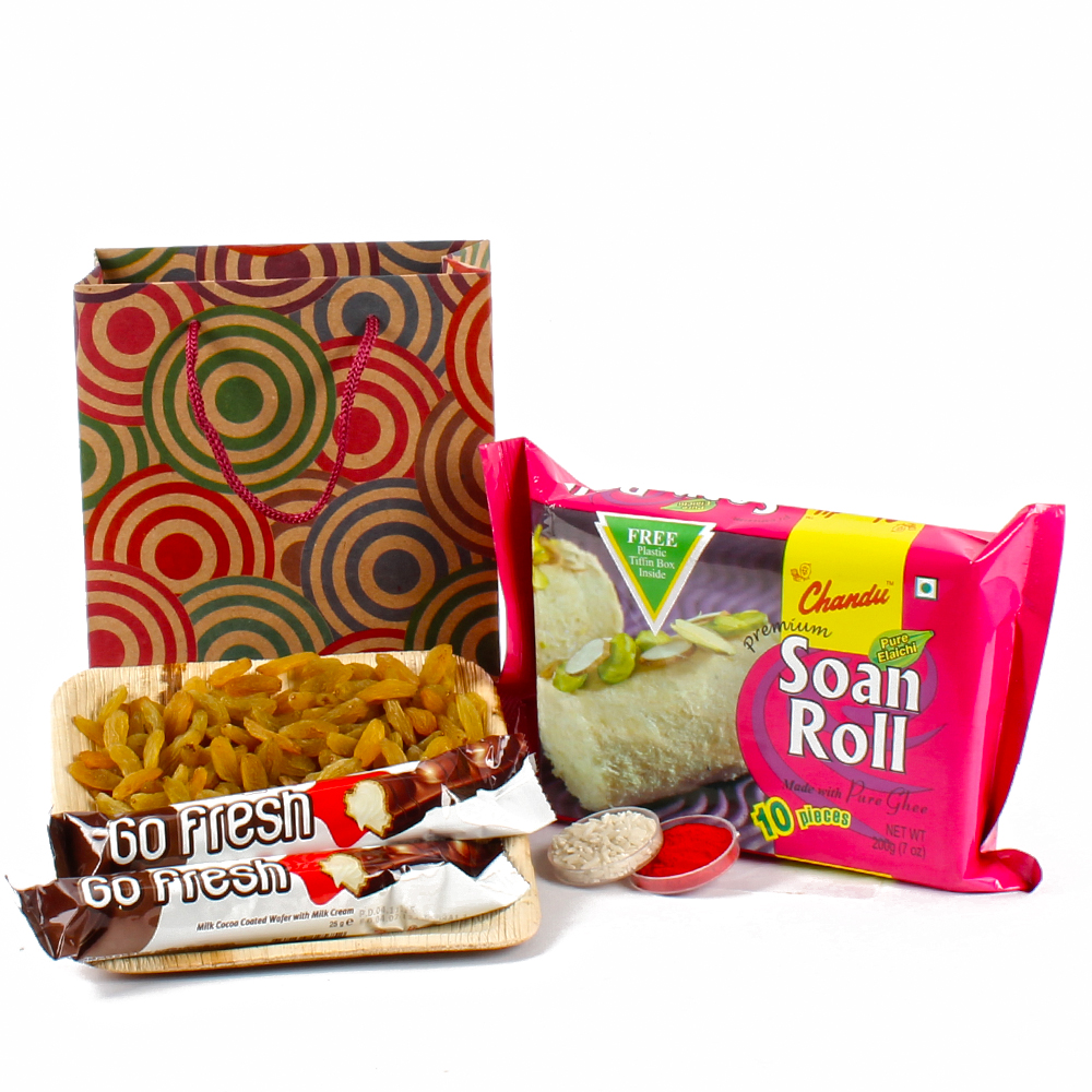 Treat of Dryfruit and Go Fresh Chocolates with Sweet Hamper for Bhai Dhooj