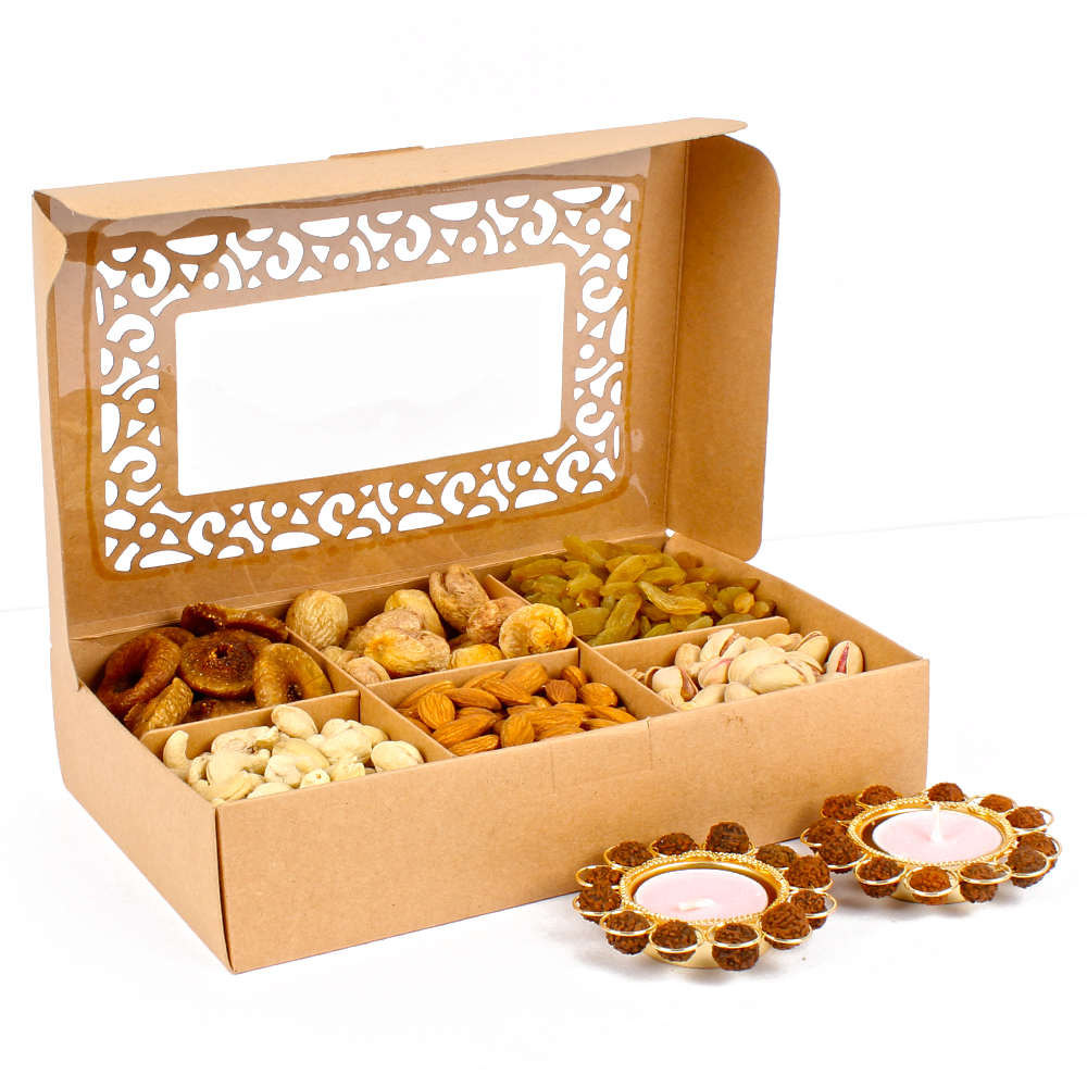 Assorted Dryfruit with Rudraksha Diya