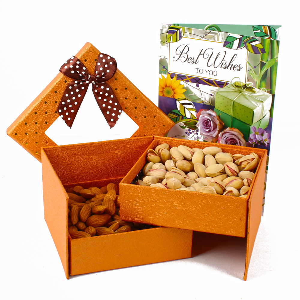 Assorted Dryfruit with Best wishes Greeting Card