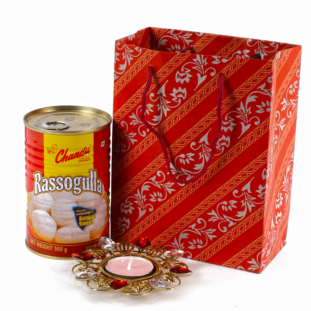 Traditional Diya Hamper with Rassogulla Sweet