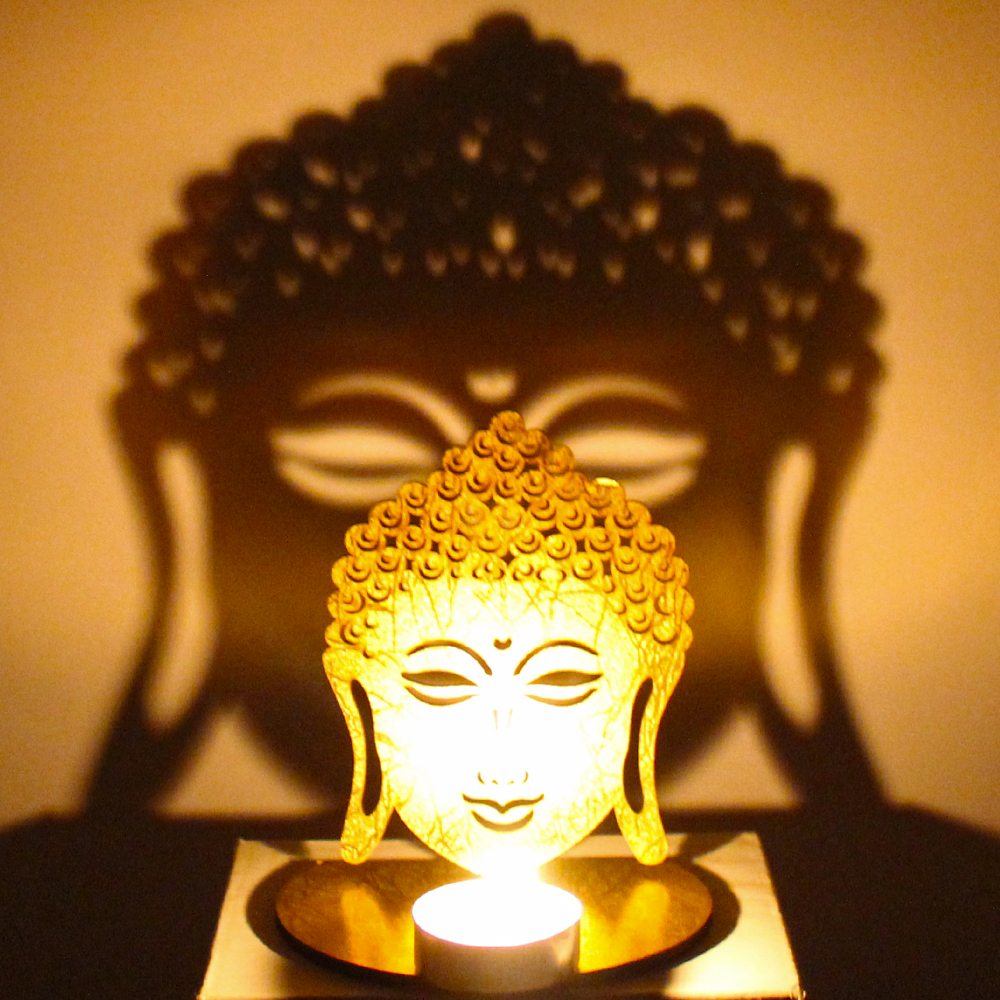Shadow Diya Tealight Candle Holder of Removable Buddha