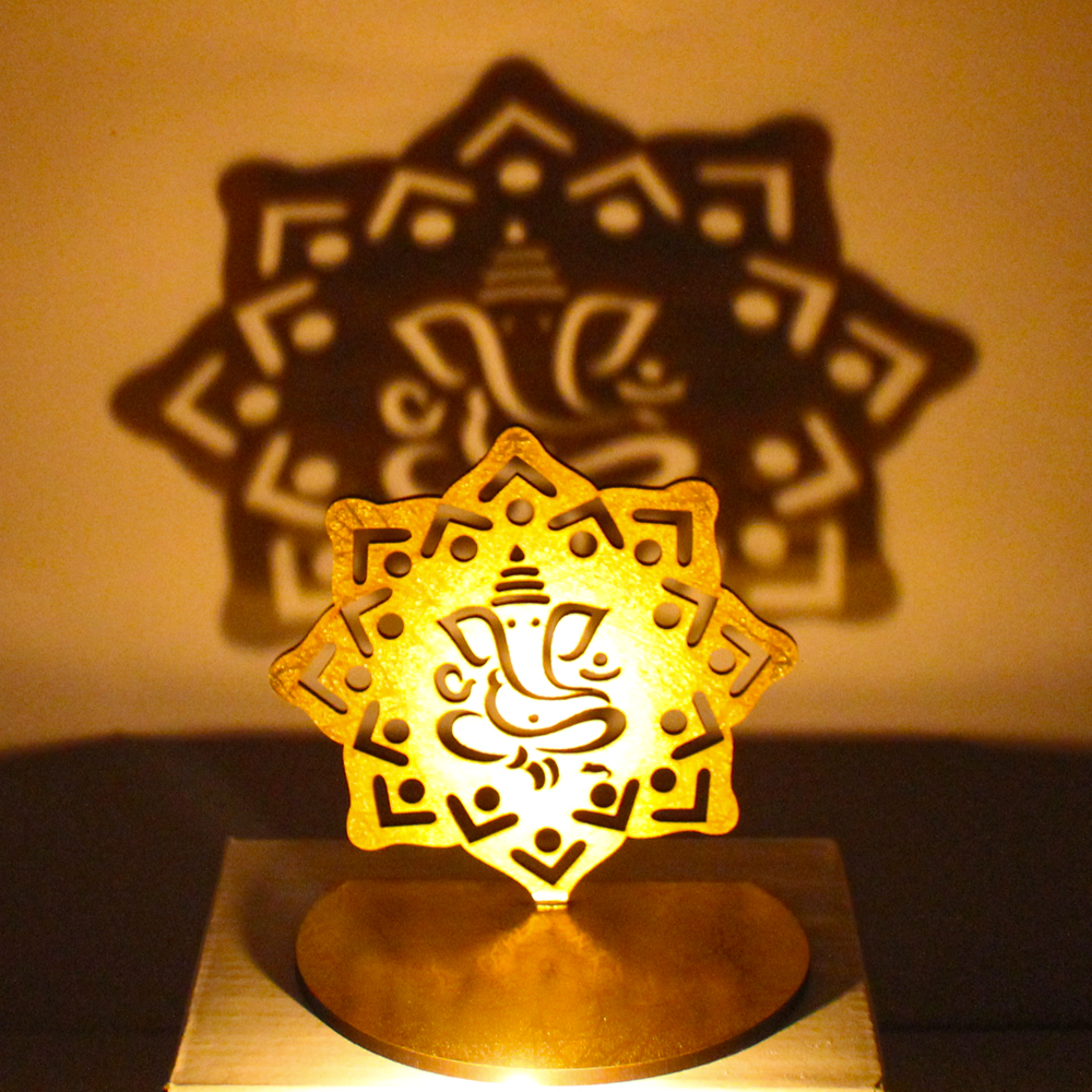 Shadow Diya Tealight Candle Holder of Removable Ganesha Idol