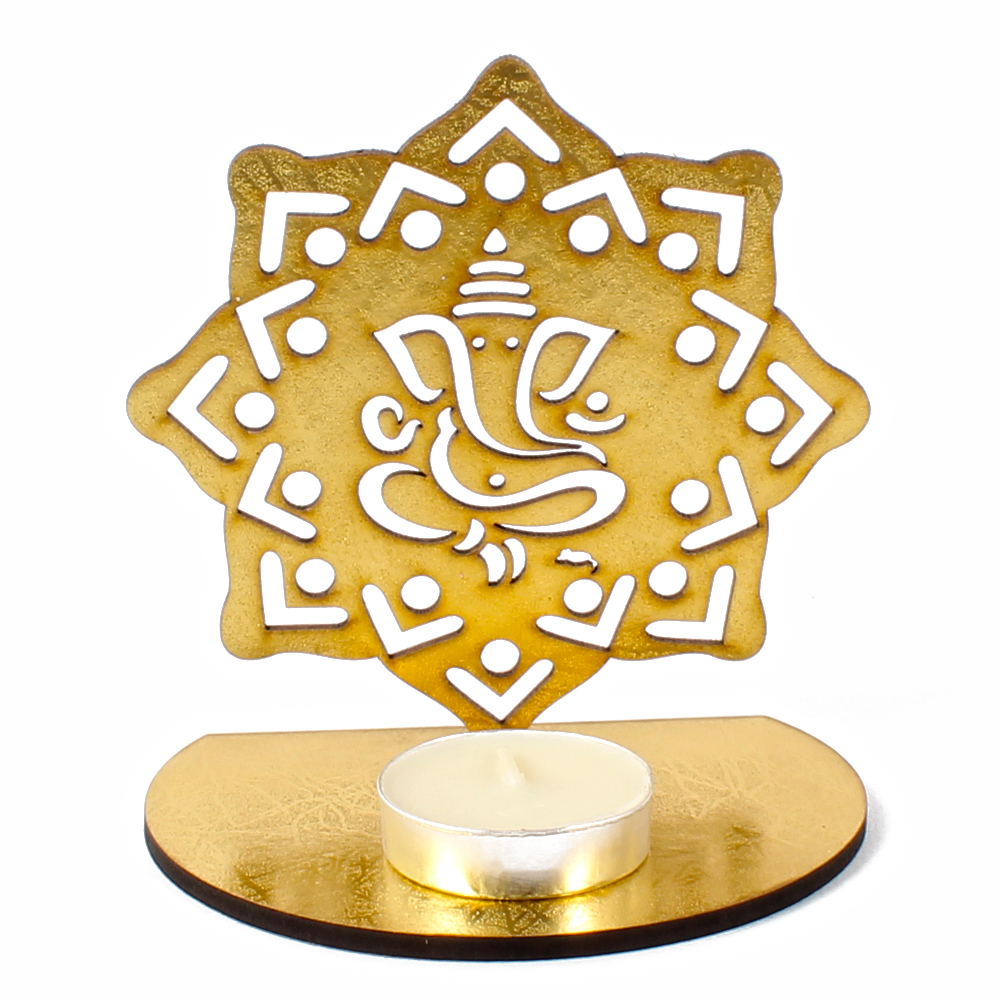 Shadow Diya Tealight Candle Holder of Removable Ganesha Idol