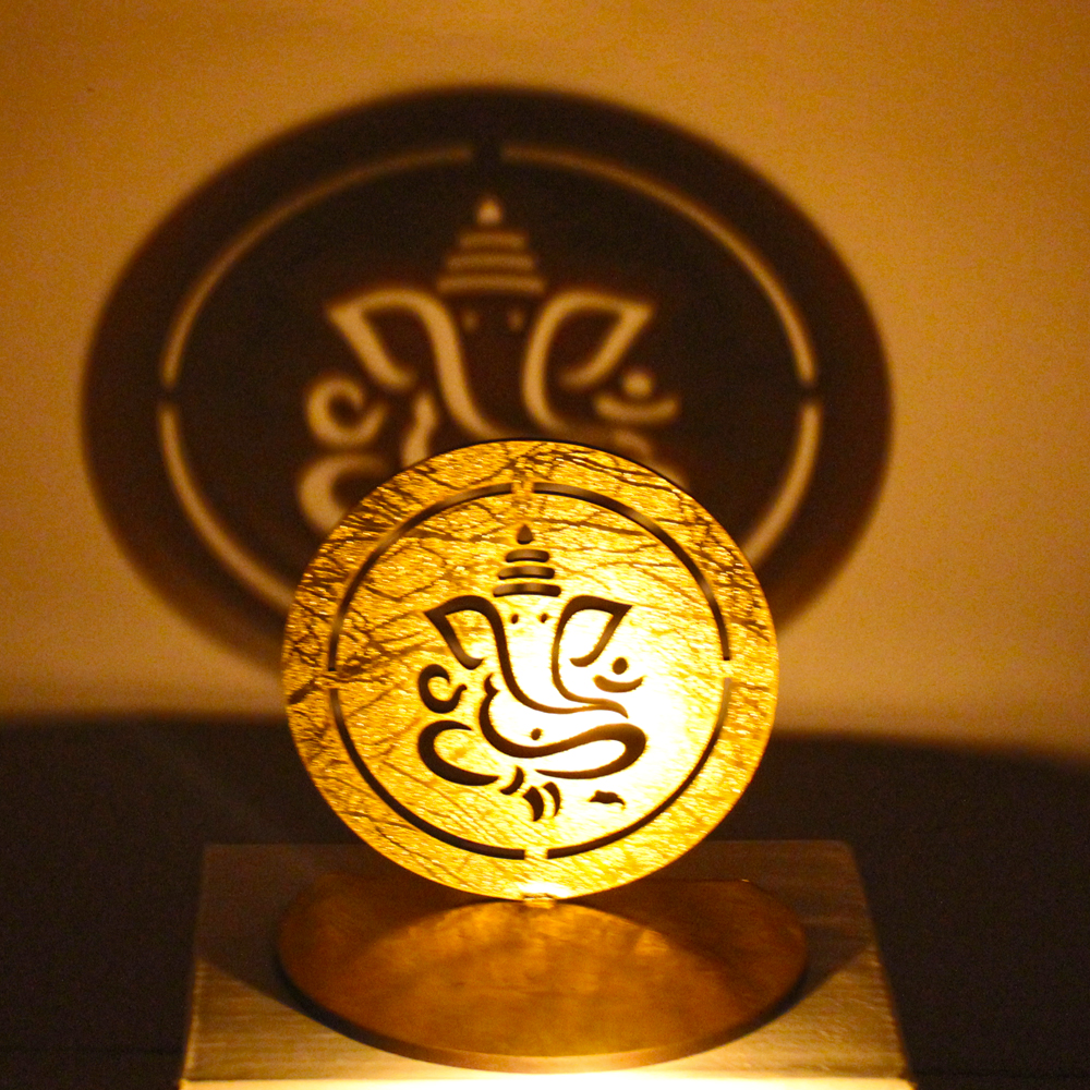 Shadow Diya Tealight Candle Holder of Removable Ganesha Lord