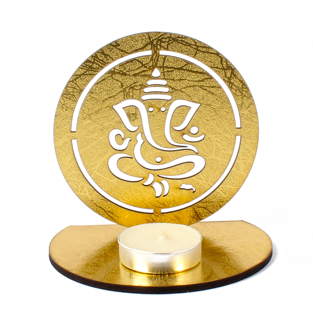 Shadow Diya Tealight Candle Holder of Removable Ganesha Lord