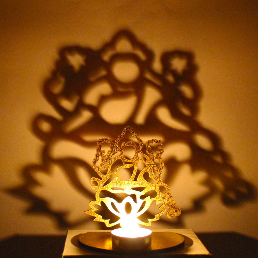 Shadow Diya Tealight Candle Holder of Removable Goddess Lakshmi