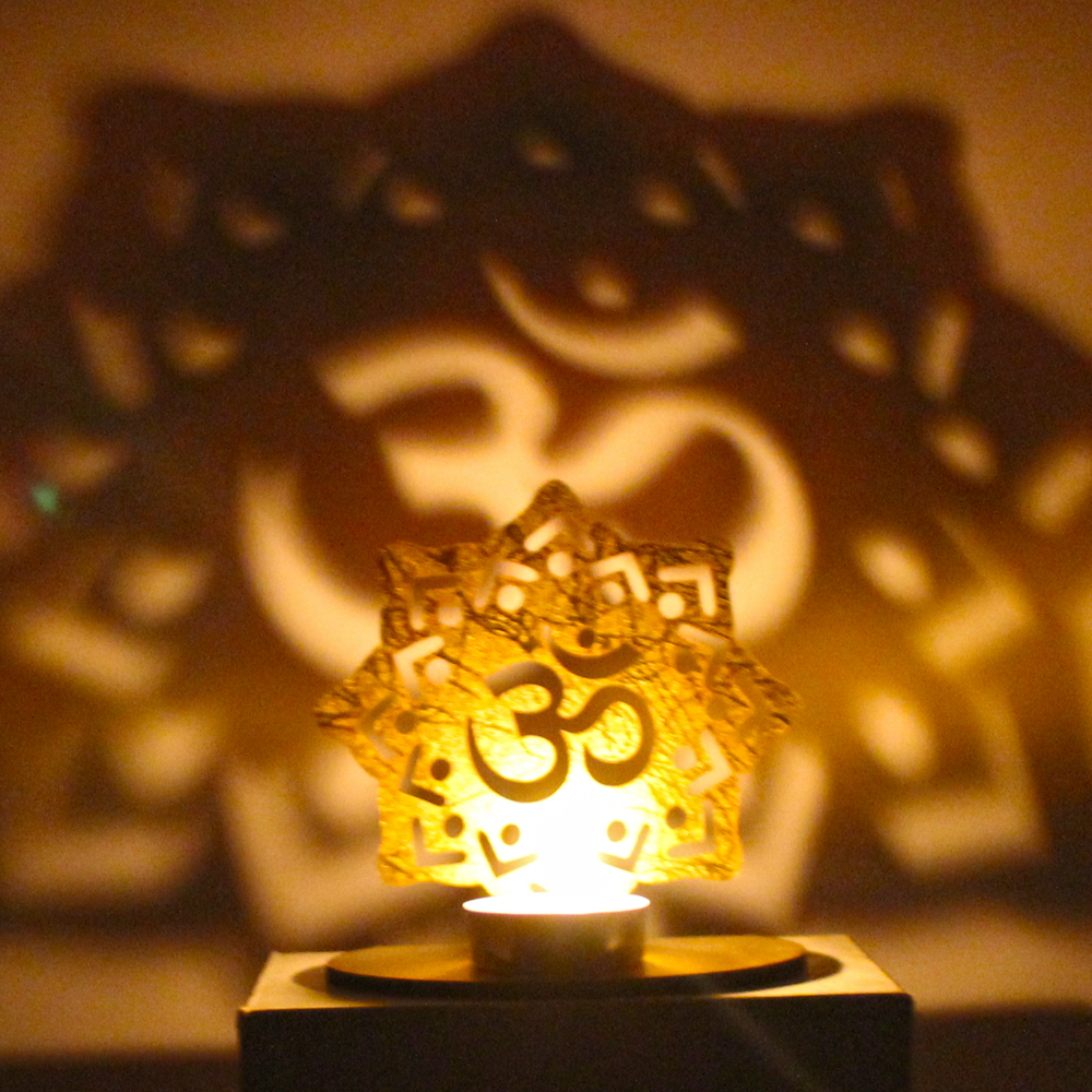 Shadow Diya Tealight Candle Holder of Removable OM