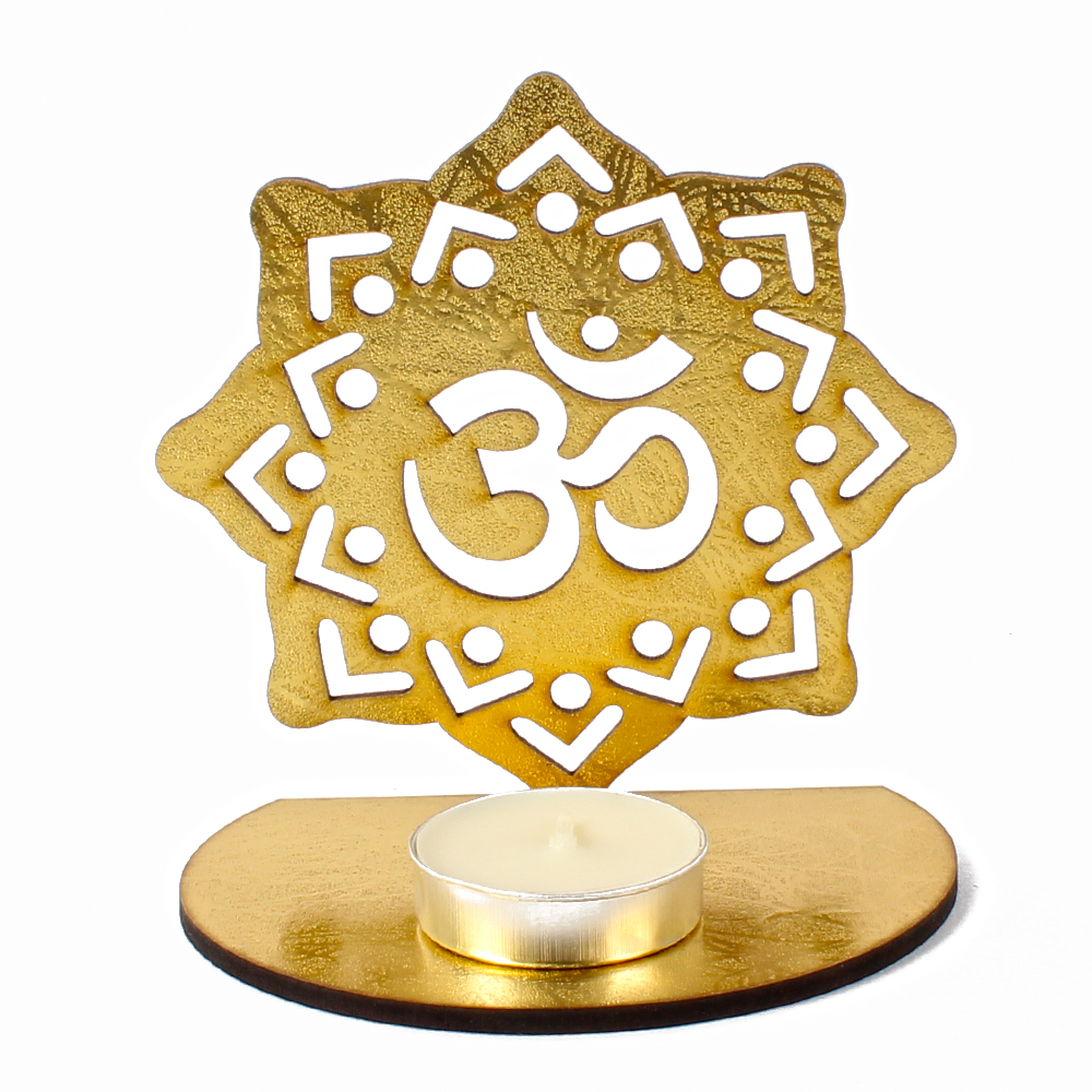 Shadow Diya Tealight Candle Holder of Removable OM