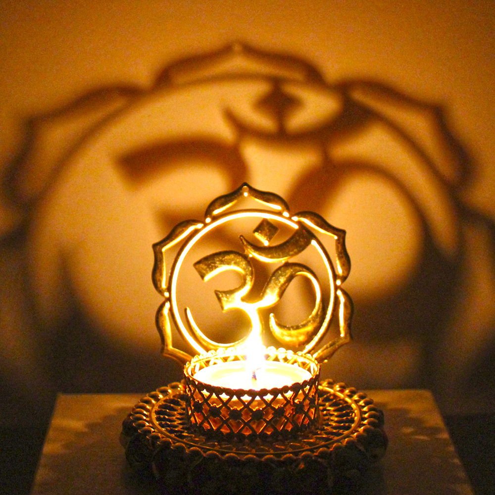 Shadow Diya Tealight Candle Holder of Removable Ethnic Designary OM