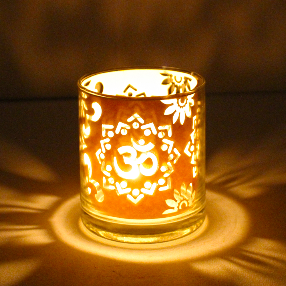 Shadow Glass Diya with OM Design