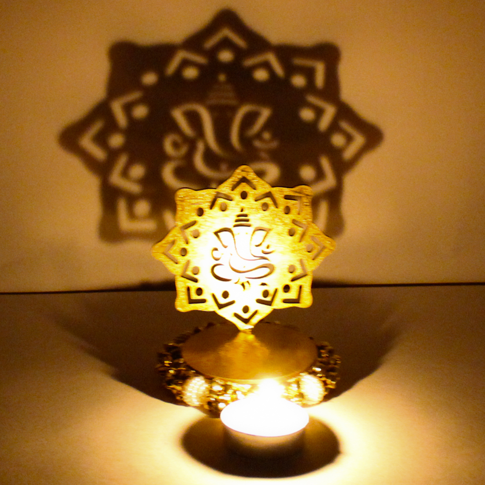 Exclusive Shadow Diya Tealight Candle Holder of Removable Ganesha
