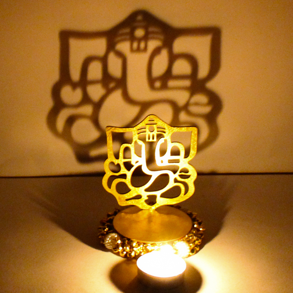 Exclusive Shadow Diya Tealight Candle Holder of Removable Ganesha Idol