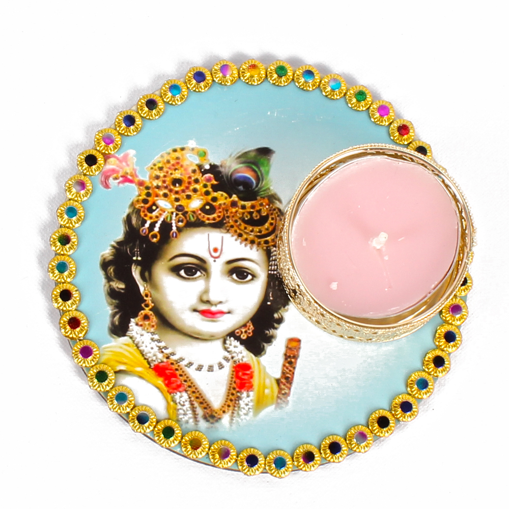 Bal Krishna Colorful Printed Diya