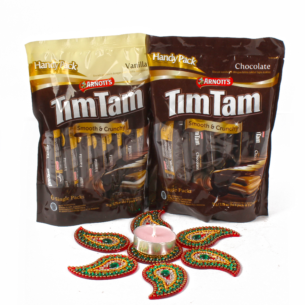 Timtam Chocolate Packs with Artificial Rangoli