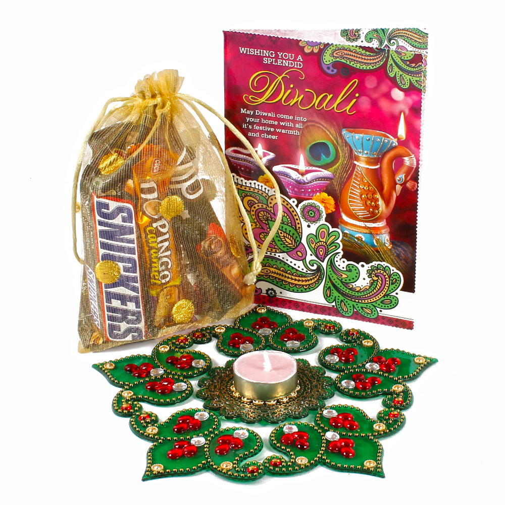 Diwali Chocolate Hamper with Rangoli and Card