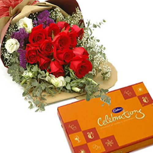 Red Roses Bouquet and Celebration Pack