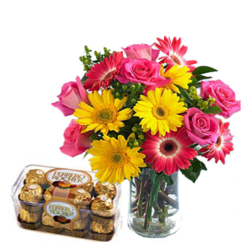 Bright full Flowers with Ferrero Rocher