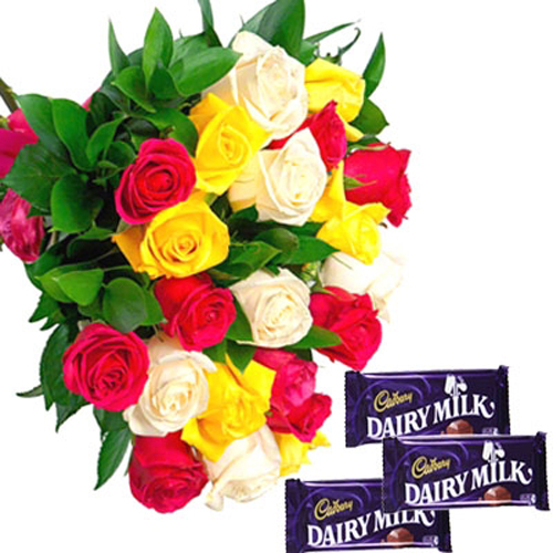 Roses and Cadbury dairy Milk Chocolate